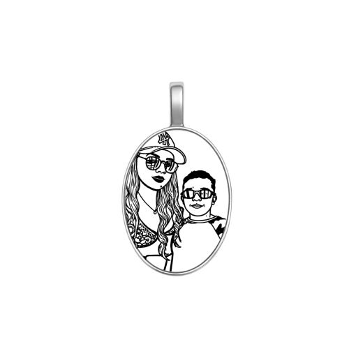Pingente de Prata Oval Foto Personalizável Com Contra Argola