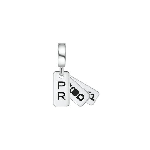 Berloque de Prata Plaquinha Cross Stile PR, WOD, AMRAP