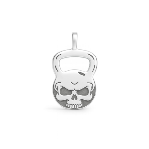 Pingente de Prata Kettlebell Caveira Cross Training