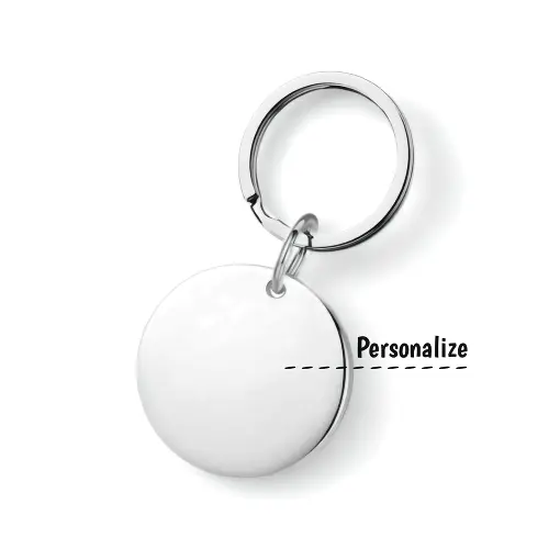 Chaveiro de Prata Personalizável Redondo Escrita
