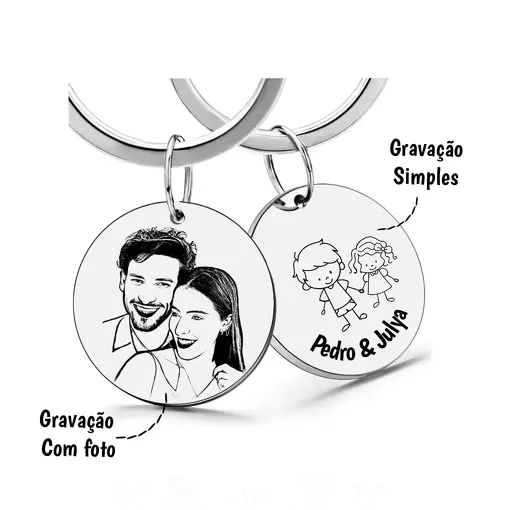 Chaveiro de Prata Personalizável Redondo Escrita