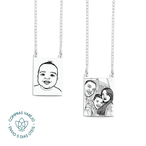 Escapulário de Prata Retangular Foto