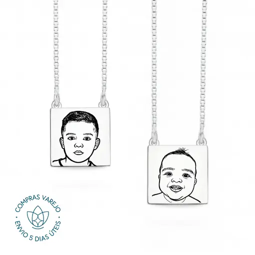 Escapulário de Prata Personalizável Quadrado Foto