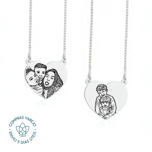 Escapulário de Prata Personalizável Coração Foto