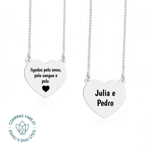 Escapulário de Prata Personalizável Coração Escrita