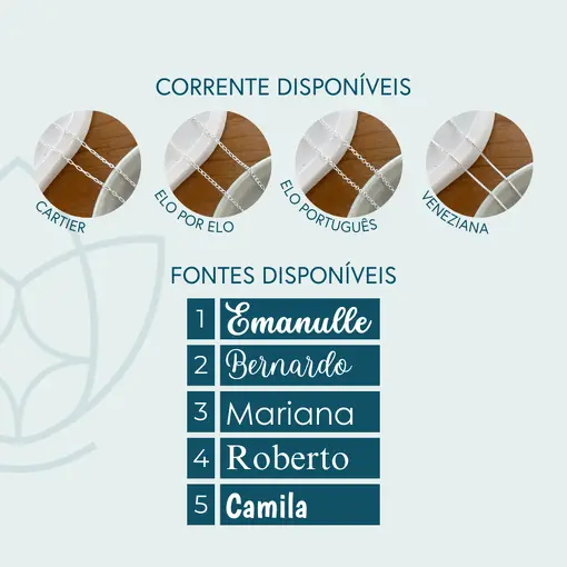 Escapulário de Prata Personalizável Coração Escrita