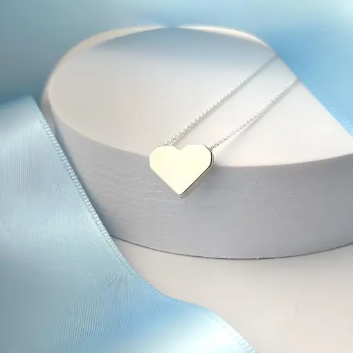 Colar de Prata Personalizável Foto Coração Caixa Origami