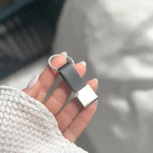 Chaveiro de Metal Courino Caixa Quadrada Personalizável