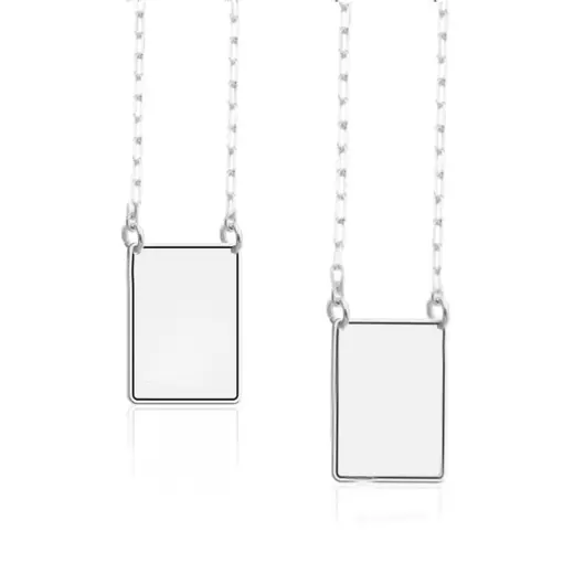 Escapulário de Prata Personalizável Escrita Retangular Borda