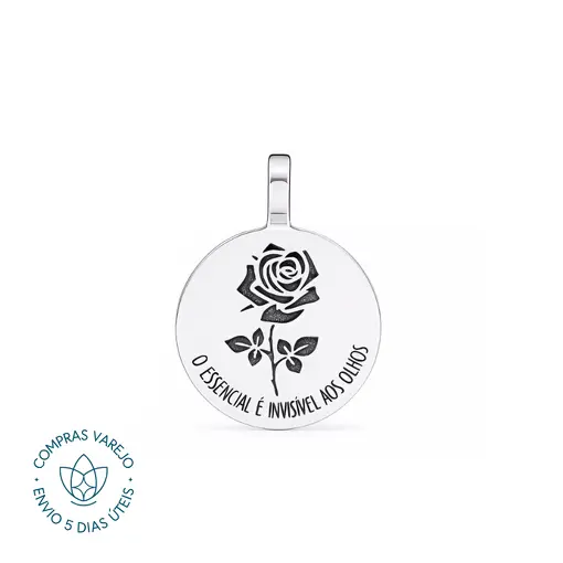 Pingente de Prata Patuá Rosa O Pequeno Principe Contra Argola Fi