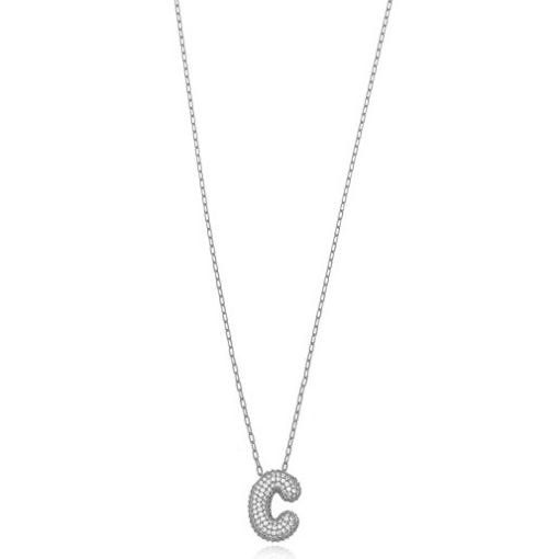 COLAR LETRA C CRAVEJADO RODIO