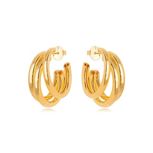 BRINCO ARGOLA TRIPLA LISO DOURADO