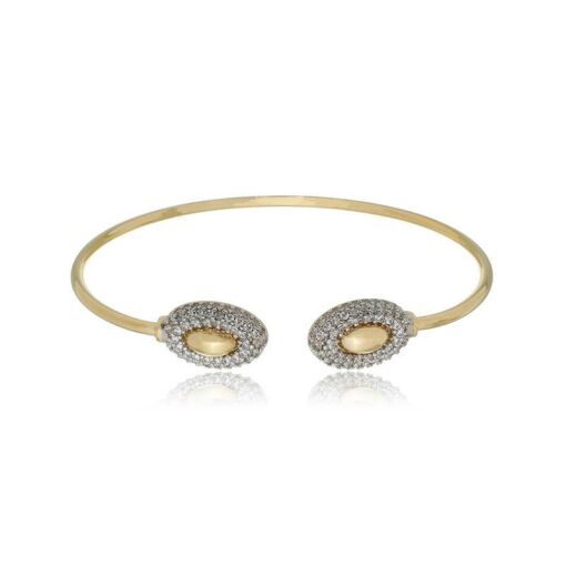 BRACELETE ARO FIONO OVAL POLIDO E BORDA CRAVEJADA