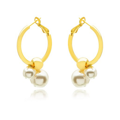 BRINCO ARGOLA PÉROLA DOURADO