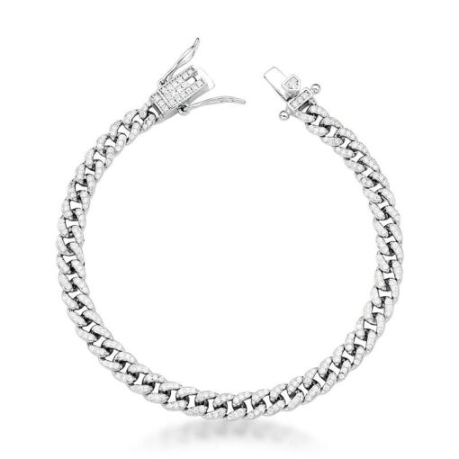 PULSEIRA COM ELOS GROUMET E ZIRCÔNIAS BRANCAS PRATA RODINADA