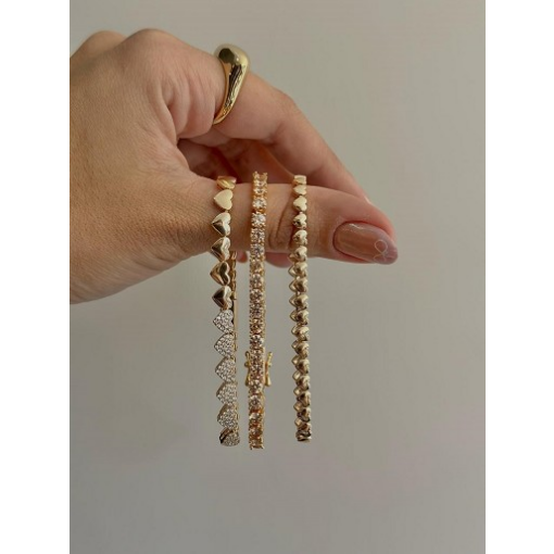 PULSEIRA RIVIERA PEDRA 3 GARRAS REDONDO 3MM 18CM BAN. DOURADO TA