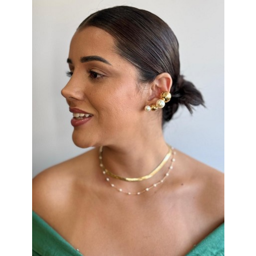 BRINCO EAR CUFF PÉROLAS DOURADO