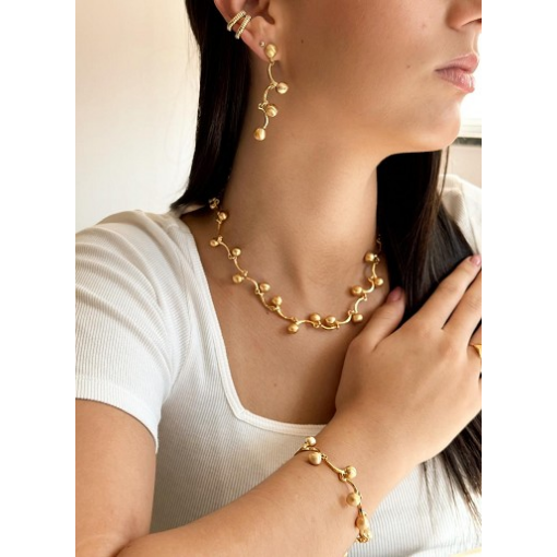 CONJUNTO ESFERAS FOSCAS DOURADO