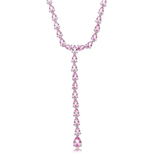 COLAR CRISTAL GRAVATINHA ROSA RÓDIO BRANCO