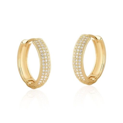 BRINCO ARGOLA COM ZIRCÔNIAS BRANCAS BANHADO A OURO