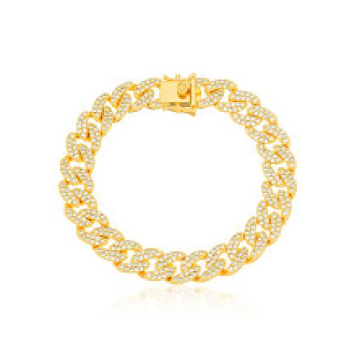 PULSEIRA ELOS GRUMET CRAVEJADO DOURADO