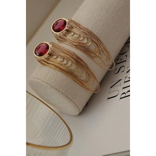 BRINCO PEDRA FUSION PINK GRANDE DOURADO