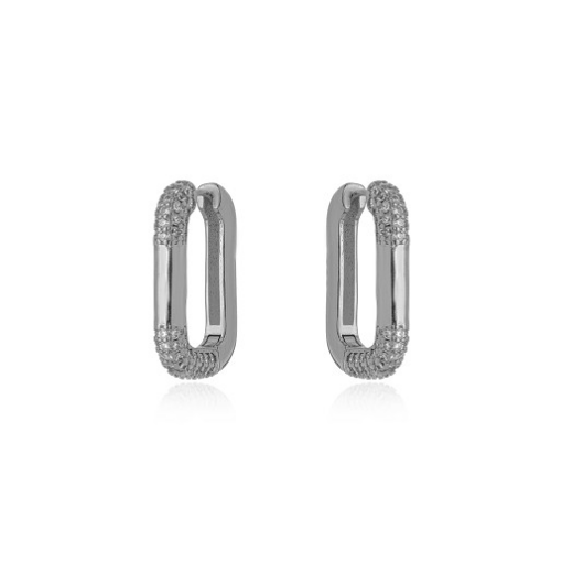 BRINCO ARGOLA COM CRAVEJADO RÓDIO BRANCO