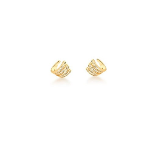 PIERCING DE ORELHA VAZADO CRAVEJADO DE ZIRCÔNIA BANHADO A OURO