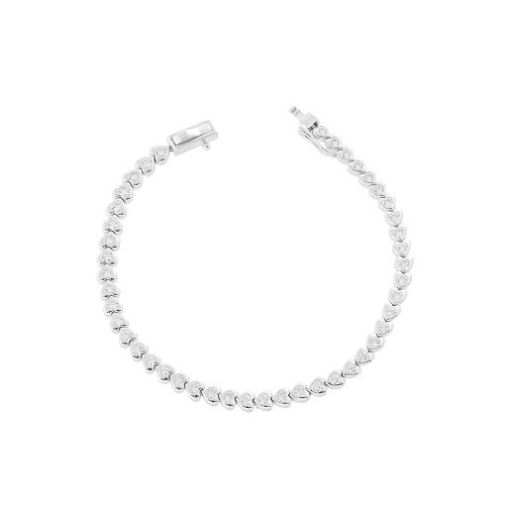 PULSEIRA RIVIERA ZIRCÔNIAS EMBUTIDAS CORAÇÕESZINHOS EM PRATA 925