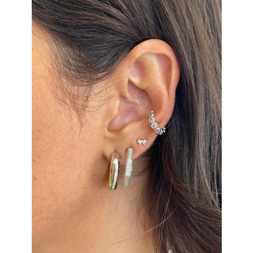 BRINCO ARGOLA MICRO ZIRCÔNIA RÓDIO BRANCO