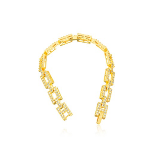 PULSEIRA ELOS QUADRADOS MICRO ZIRCÔNIA DOURADO