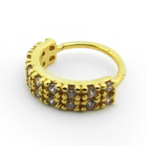 PIERCING ARGOLA FILEIRA DUPLA DE MICRO ZIRCÔNIAS DOURADO