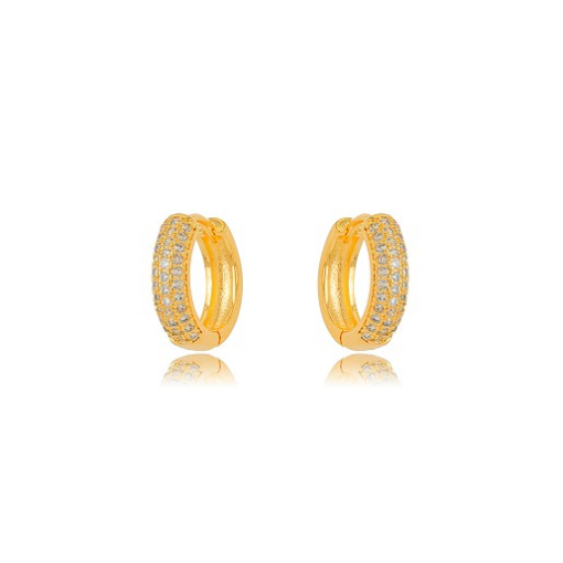 BRINCO ARGOLINHA COM ZIRCÔNIAS DOURADO