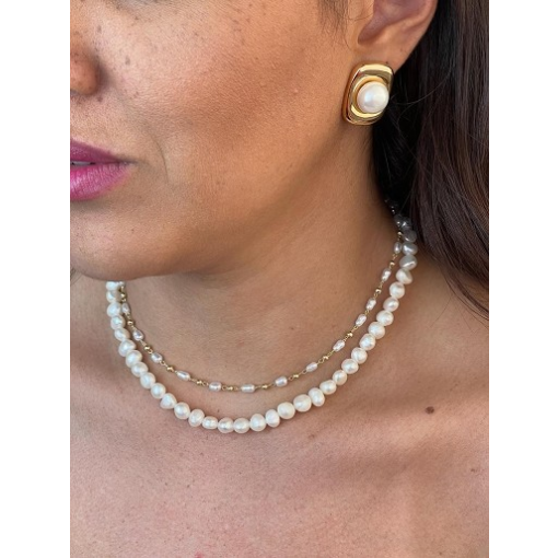 BRINCO PÉROLA SHELL DOURADA