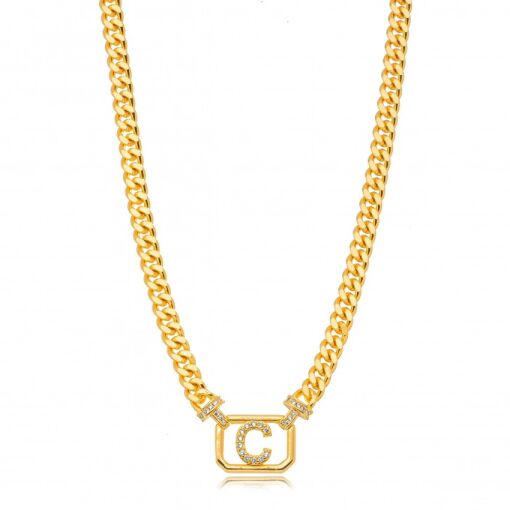 COLAR LETRA C CRAVEJADO DOURADO