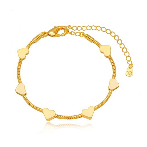 PULSEIRA MINI CORAÇÕES DOURADA