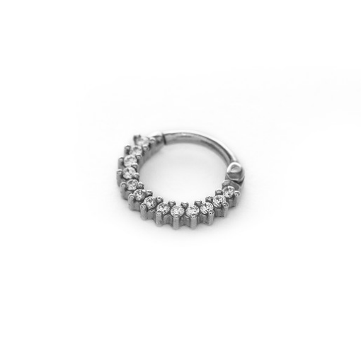 PIERCING ARGOLA FILEIRA ÚNICA NA MICRO ZIRCÔNIAS RÓDIO BRANCO