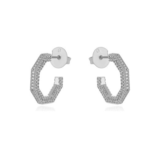 BRINCO ARGOLA MICRO ZIRCÔNIA RÓDIO BRANCO