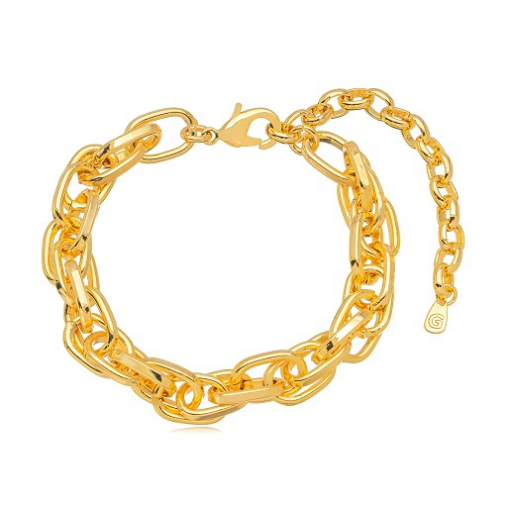 PULSEIRA ELOS DUPLOS LISOS DOURADO