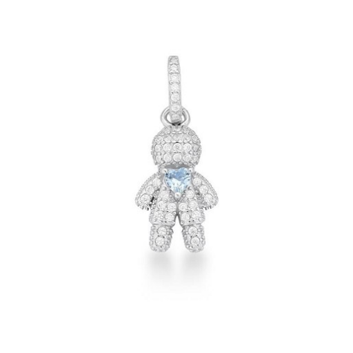 PINGENTE DE MENINO CRAVEJADO E CRISTAL PRATA RODINADA