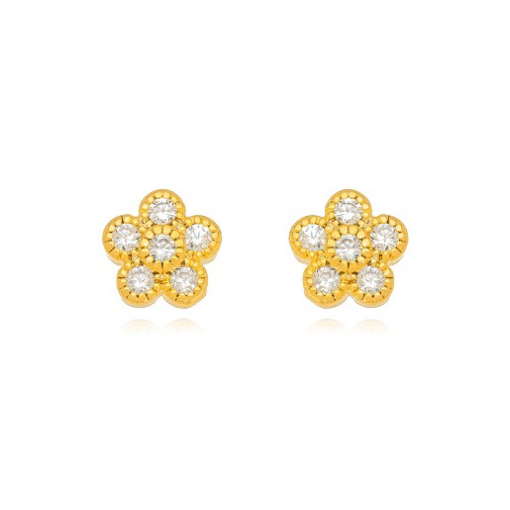 BRINCO FLORZINHA CRAVEJADO DOURADO