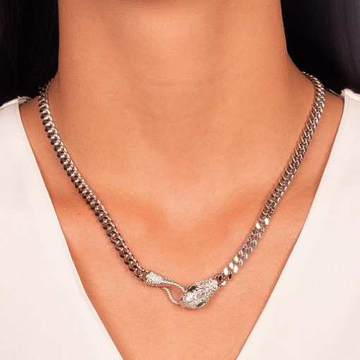 COLAR SNAKE CRISTAL RÓDIO BRANCO