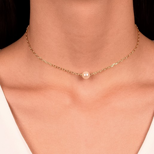 CHOKER PEROLA LISA DOURADO
