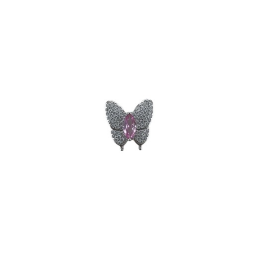 CHARM BORBOLETA CRAVEJADA ROSA