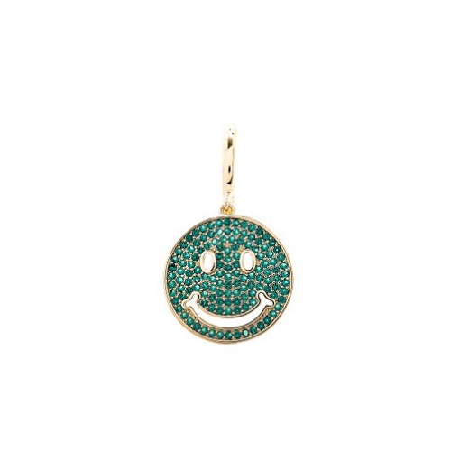 PINGENTE SMILE VERDE CRAVEJADO DOURADO EM PRATA 925