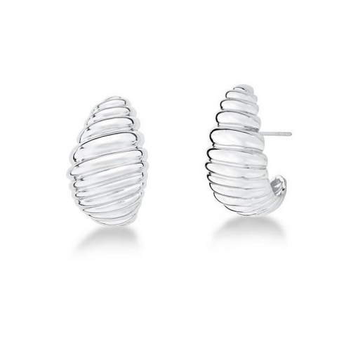 BRINCO TEXTURIZADO CURVO E LISO RÓDIO BRANCO