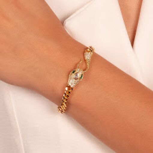 PULSEIRA MIKA SNAKE CRAVEJADO DOURADO