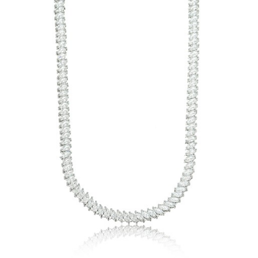 COLAR CHOKER GOTAS ZIRCÔNIAS RÓDIO BRANCO