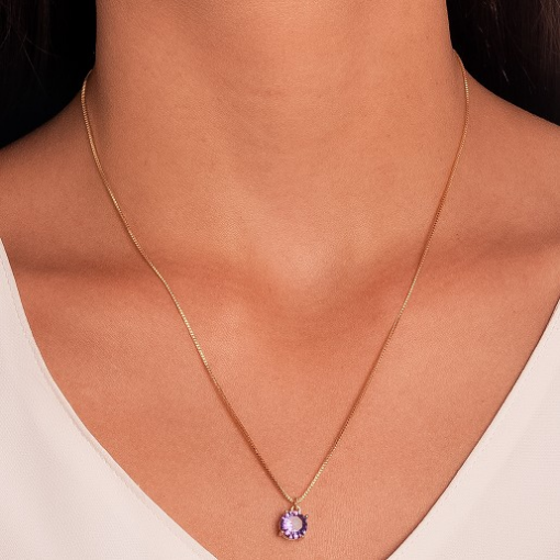 CONJUNTO PEDRA FUSION ROXA DOURADO