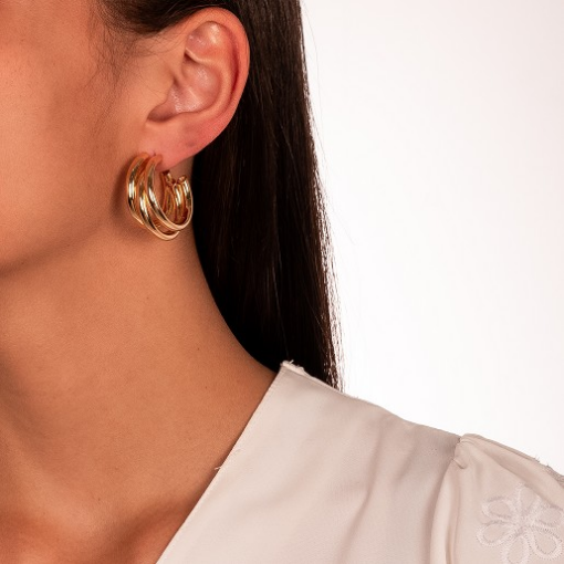 BRINCO ARGOLA TRIPLA LISO DOURADO